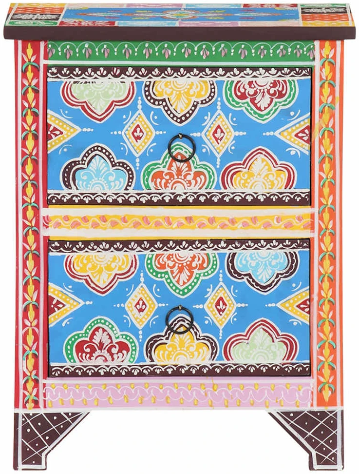 Naktinė spintelė, 40x30x50cm, mango masyvas, tapyta rankomis