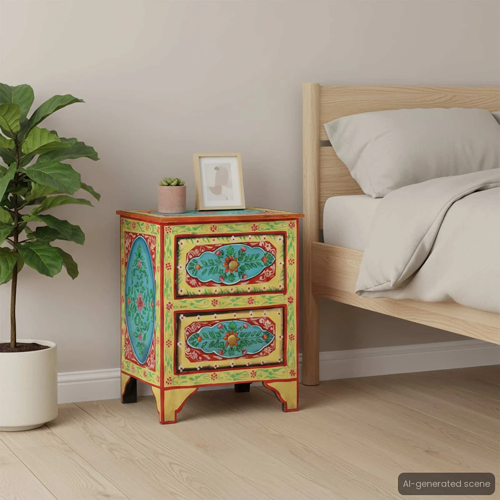 Naktinė spintelė, 40x30x50cm, mango masyvas, dažyta rankomis