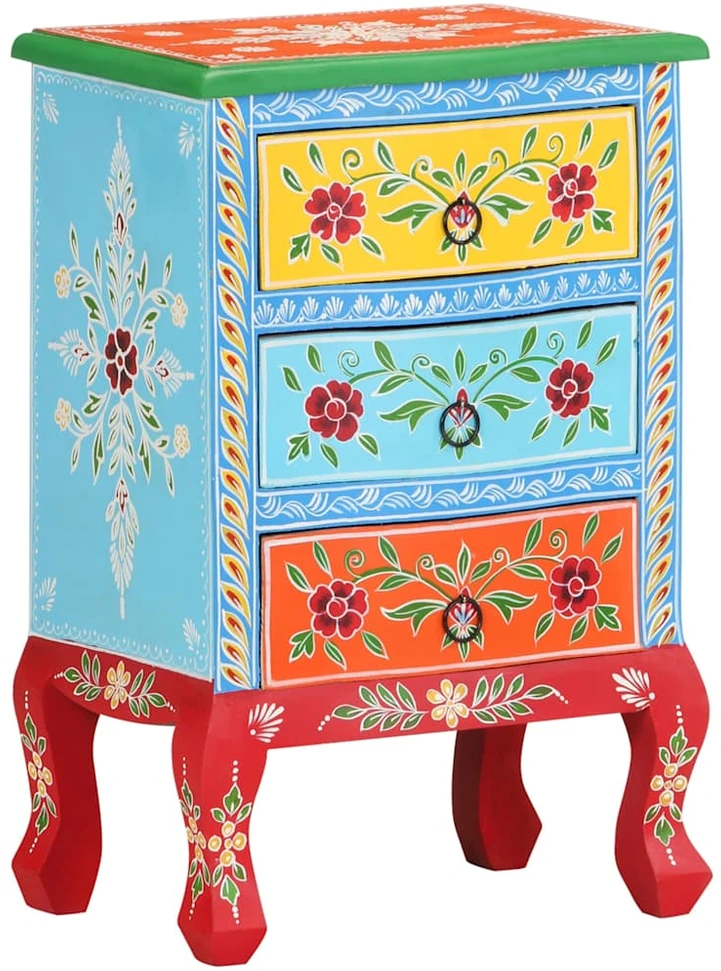 Naktinė spintelė, 40x30x60cm, mango masyvas, tapyta rankomis