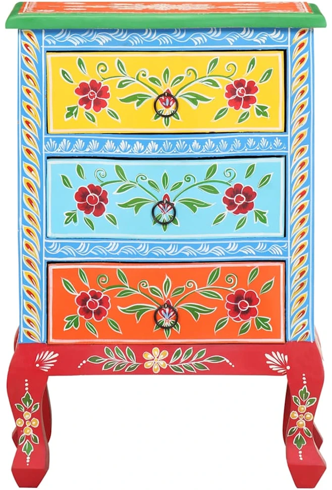 Naktinė spintelė, 40x30x60cm, mango masyvas, tapyta rankomis