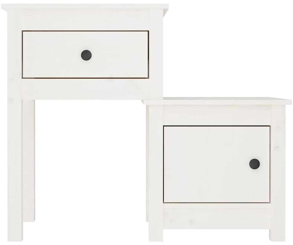 Naktinė spintelė, balta, 79,5x38x65,5cm, pušies masyvas