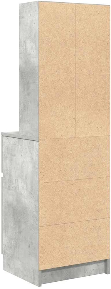 Naktinė spintelė, betono pilka, 39x35x125 cm, apdirbta mediena