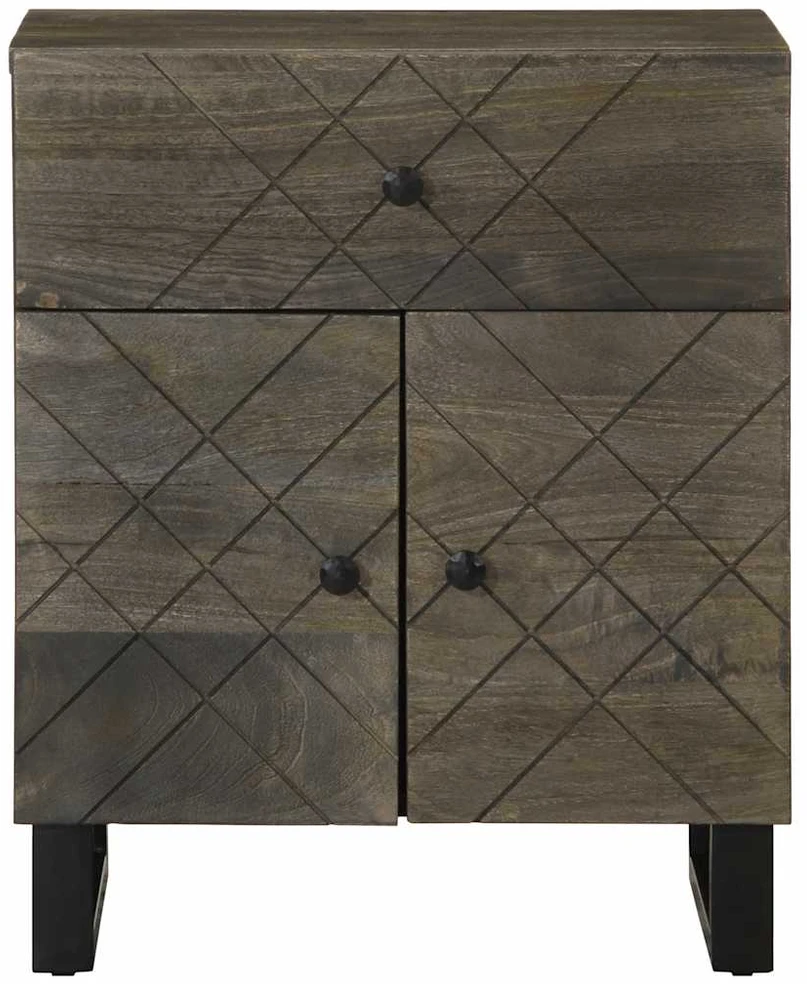 Naktinė spintelė, juoda, 50x33x60cm, mango medienos masyvas