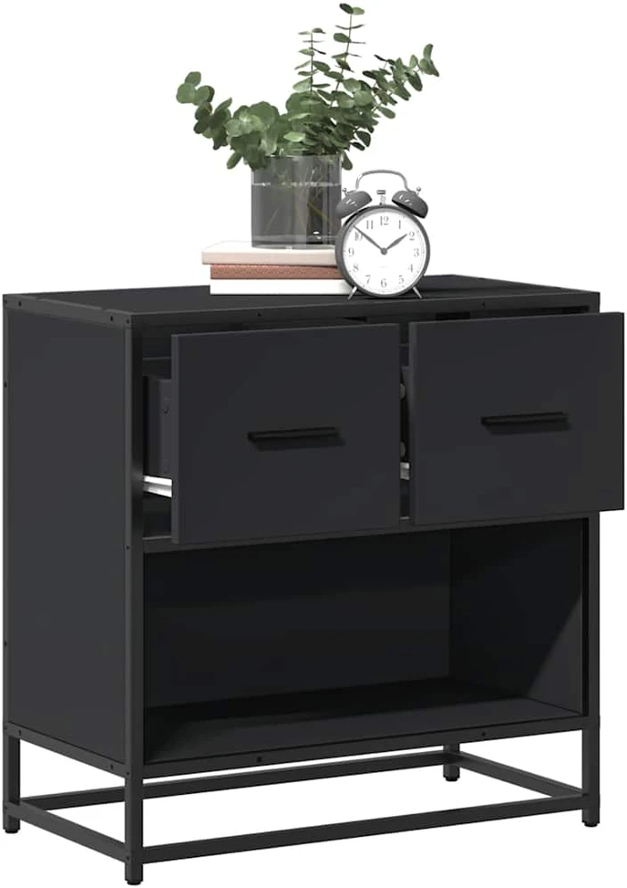 naktinė spintelė Juoda 60x31x60 cm Mediena ir metalas