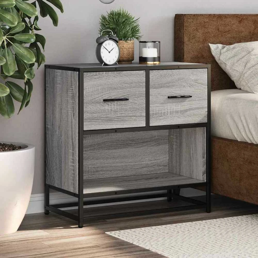 naktinė spintelė Pilka Sonoma 60x31x60 cm Mediena ir metalas