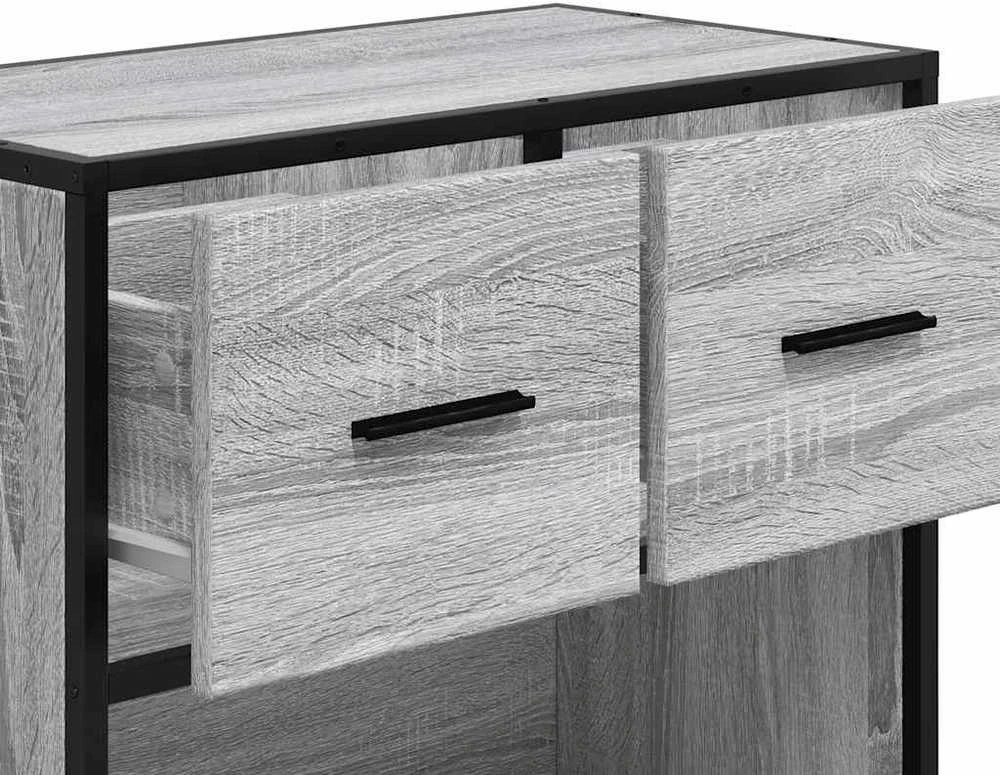 naktinė spintelė Pilka Sonoma 60x31x60 cm Mediena ir metalas