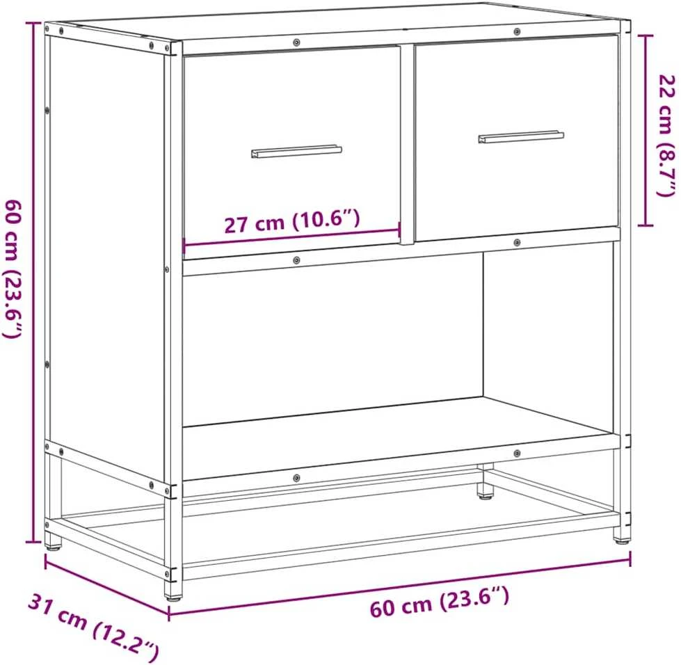 naktinė spintelė Pilka Sonoma 60x31x60 cm Mediena ir metalas