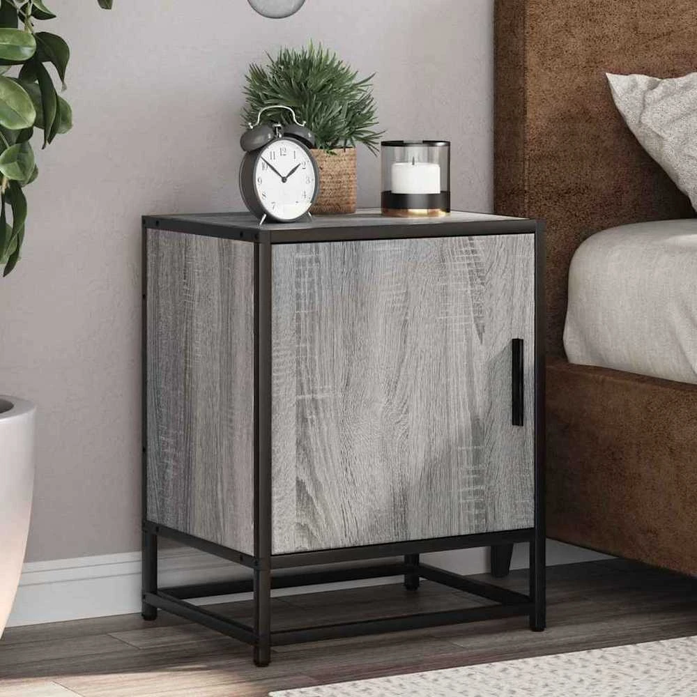naktinė spintelė pilka Sonoma inžinerinė mediena ir metalas