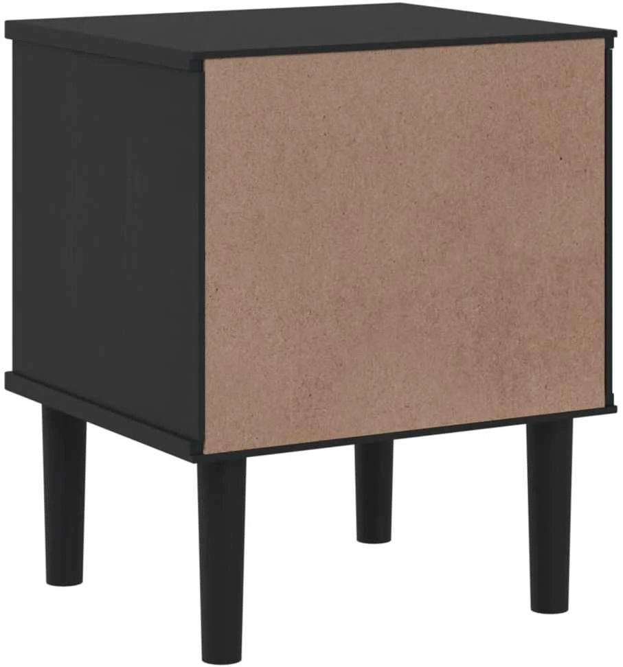 Naktinė spintelė SENJA, juoda, 40x35x48cm, pušies masyvas