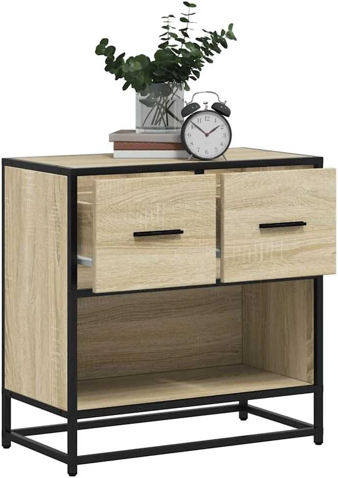 naktinė spintelė Sonoma ąžuolas 60x31x60 cm Mediena ir metalas