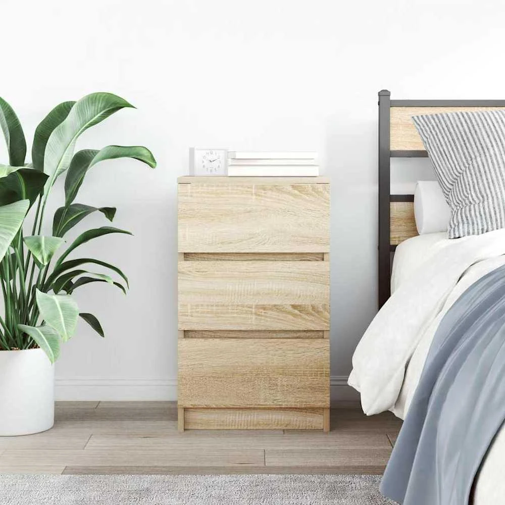 naktinė spintelė su 3 stalčiais, sonoma ąžuolas, 39x35x65 cm