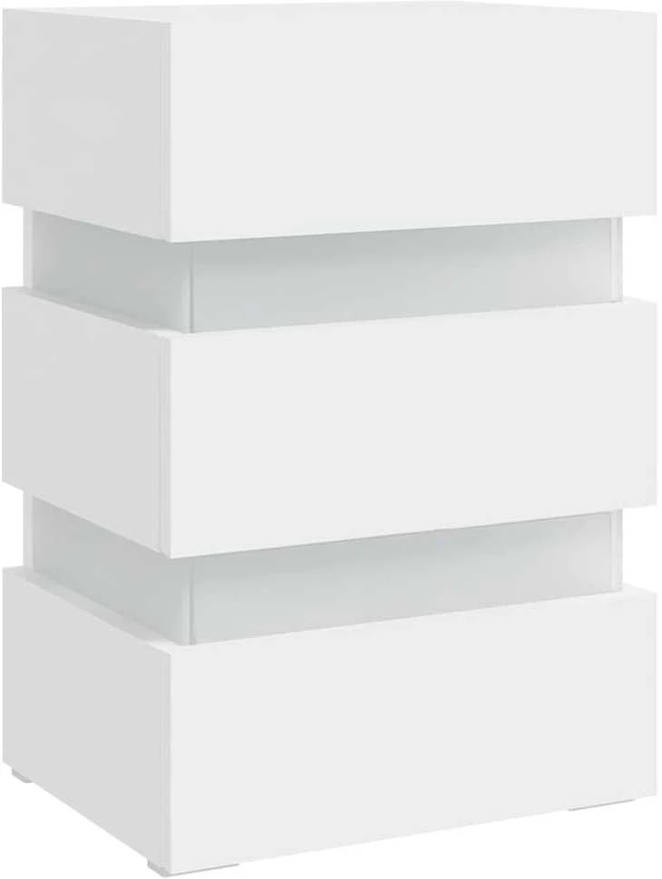 Naktinė spintelė su LED apšvietimu, balta, 45x35x67cm, mediena