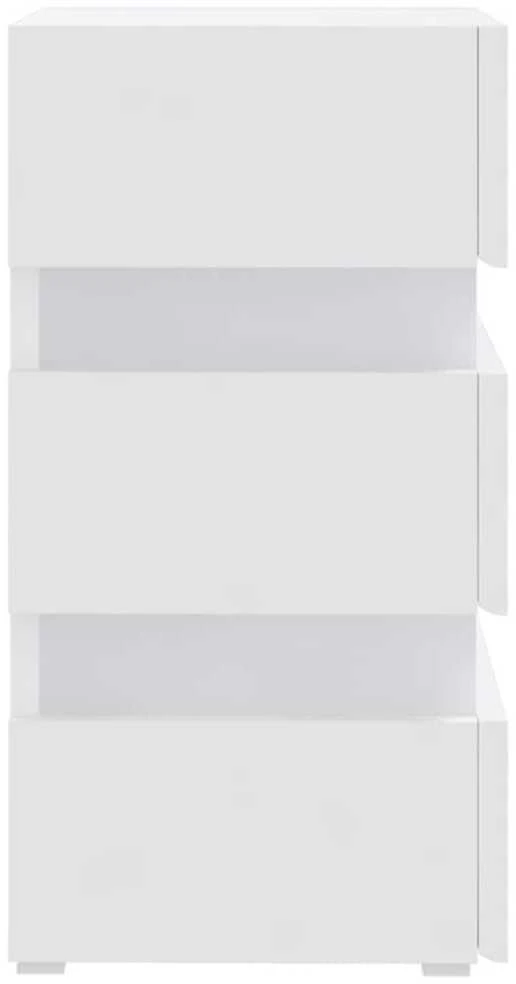 Naktinė spintelė su LED apšvietimu, balta, 45x35x67cm, mediena