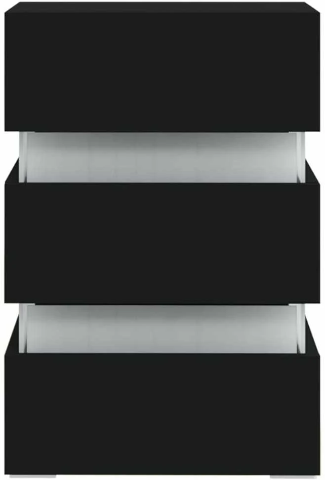 Naktinė spintelė su LED apšvietimu, juoda, 45x35x67cm, mediena