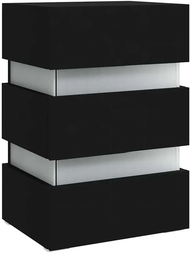 Naktinė spintelė su LED apšvietimu, juoda, 45x35x67cm, mediena