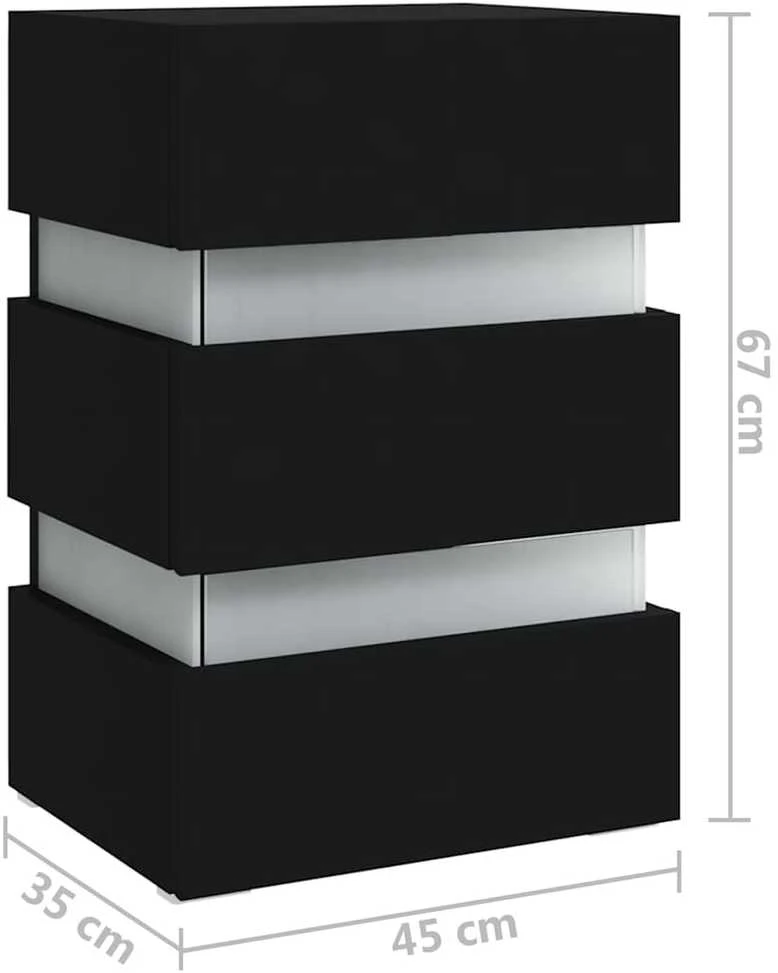 Naktinė spintelė su LED apšvietimu, juoda, 45x35x67cm, mediena