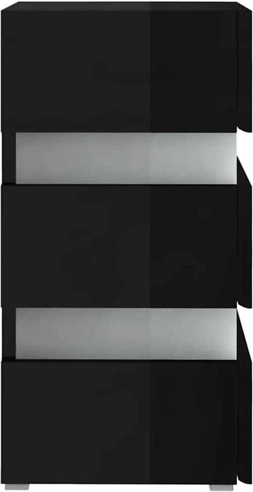 Naktinė spintelė su LED, juoda, 45x35x67cm, mediena, blizgi