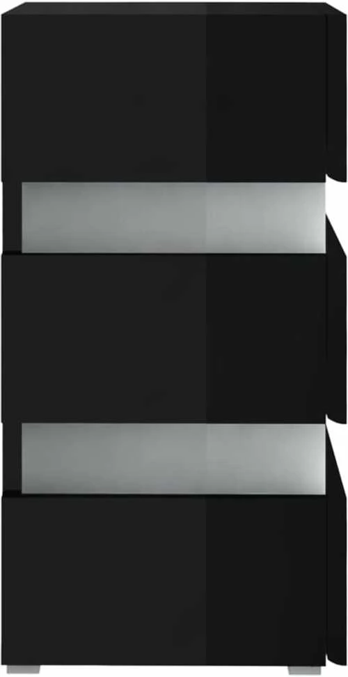 Naktinė spintelė su LED, juoda, 45x35x67cm, mediena, blizgi