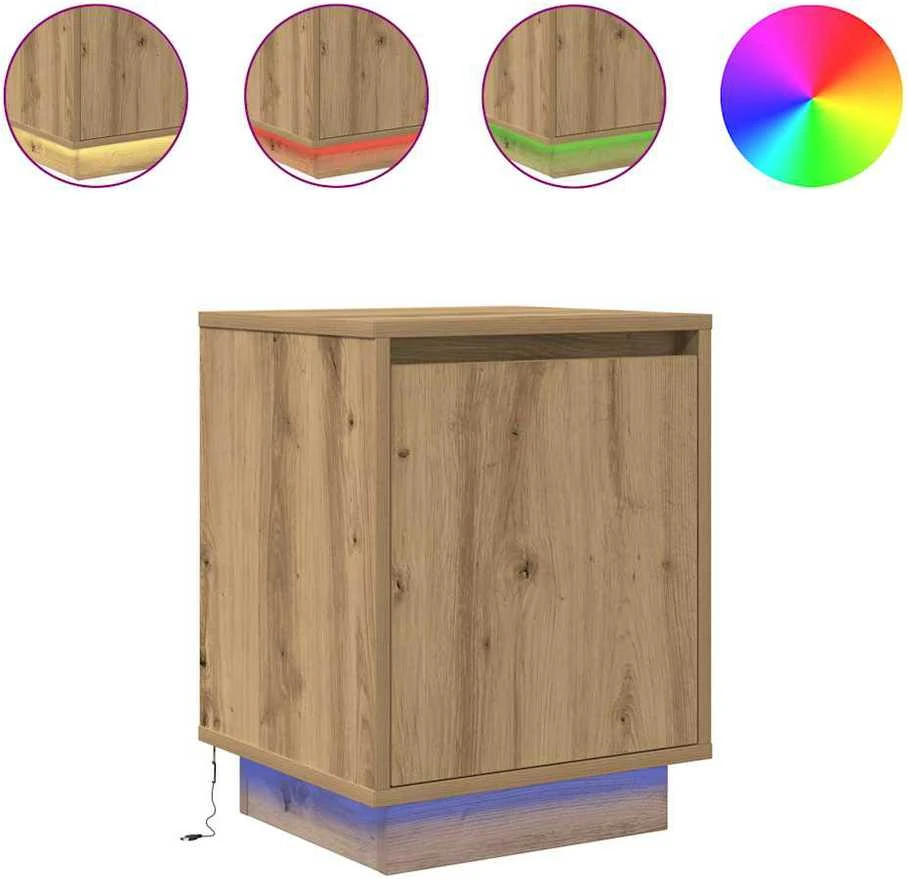 naktinė spintelė su LED lemputėmis Artisan ąžuolas 38x34x50 cm