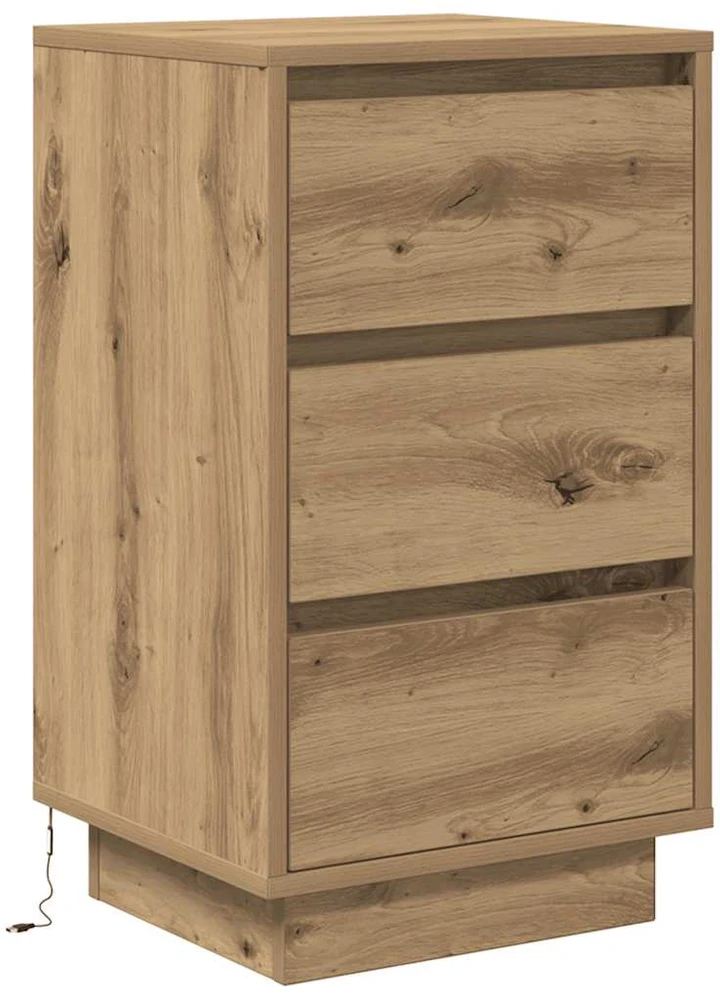 naktinė spintelė su LED lemputėmis Artisan ąžuolas 38x34x65 cm