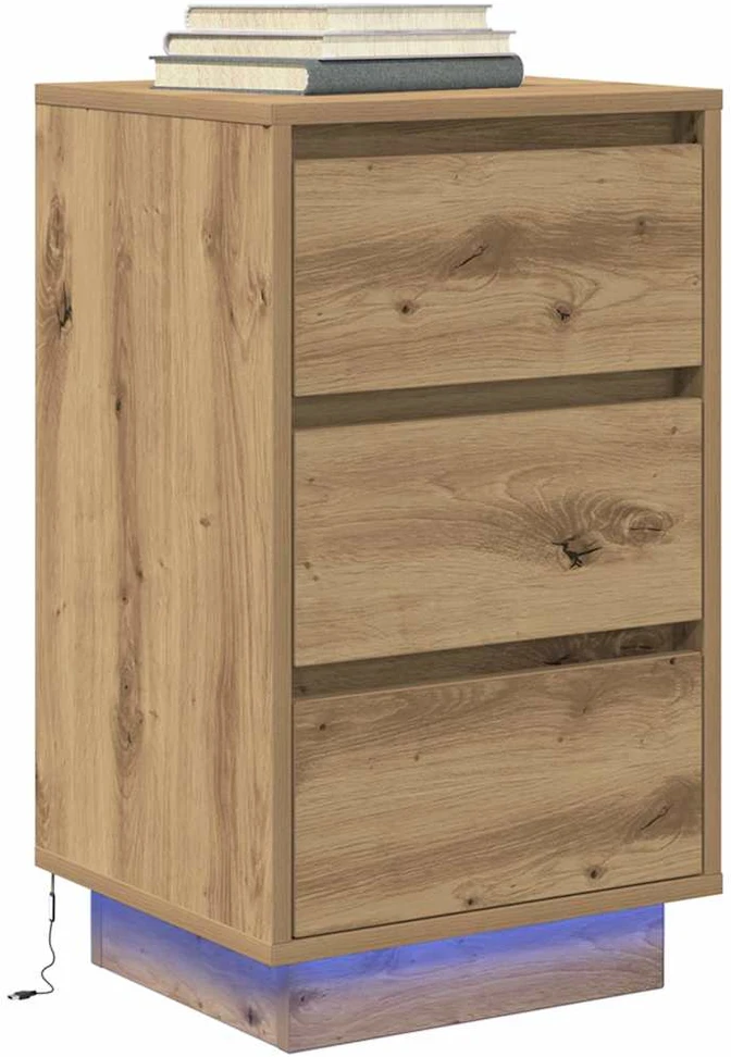 naktinė spintelė su LED lemputėmis Artisan ąžuolas 38x34x65 cm