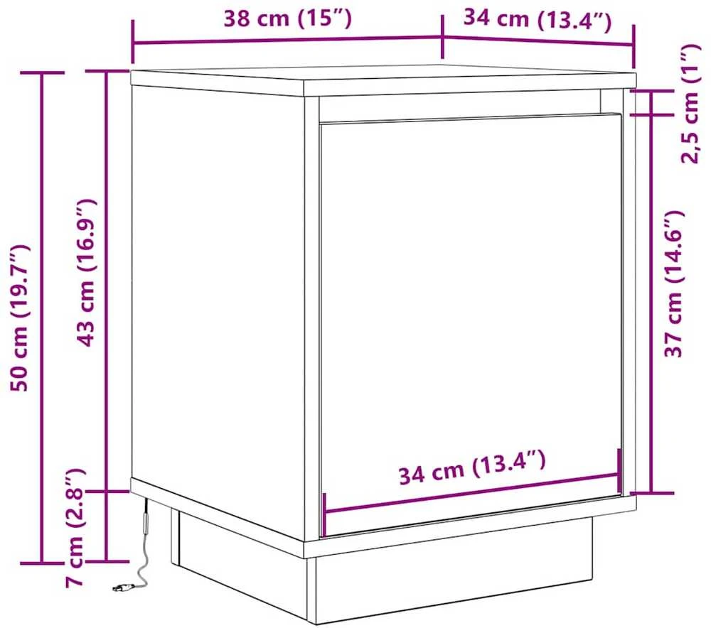 naktinė spintelė su LED lemputėmis Artisan ąžuolas 38x34x50 cm