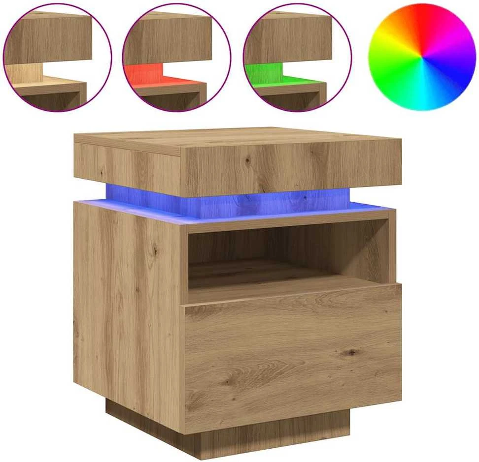 Naktinė spintelė su LED lemputėmis, artisano, 40x39x48,5cm