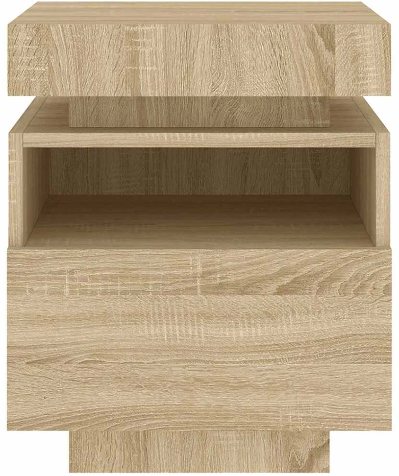 Naktinė spintelė su LED lemputėmis, ąžuolo, 40x39x48,5cm