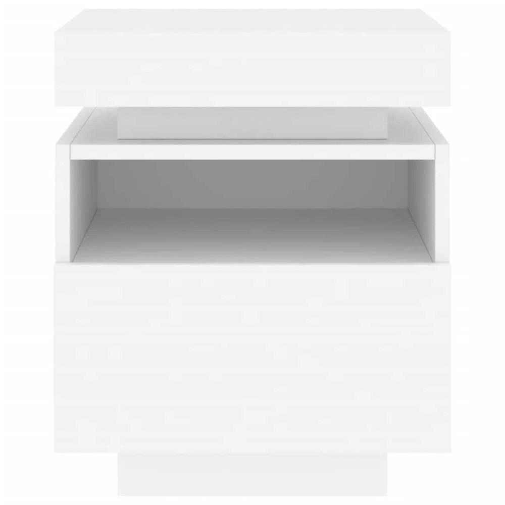 Naktinė spintelė su LED lemputėmis, balta, 40x39x48,5cm