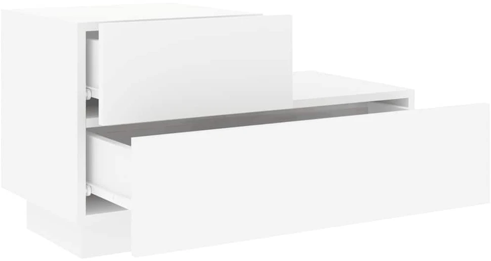 Naktinė spintelė su LED lemputėmis, balta, 70x36x40,5cm