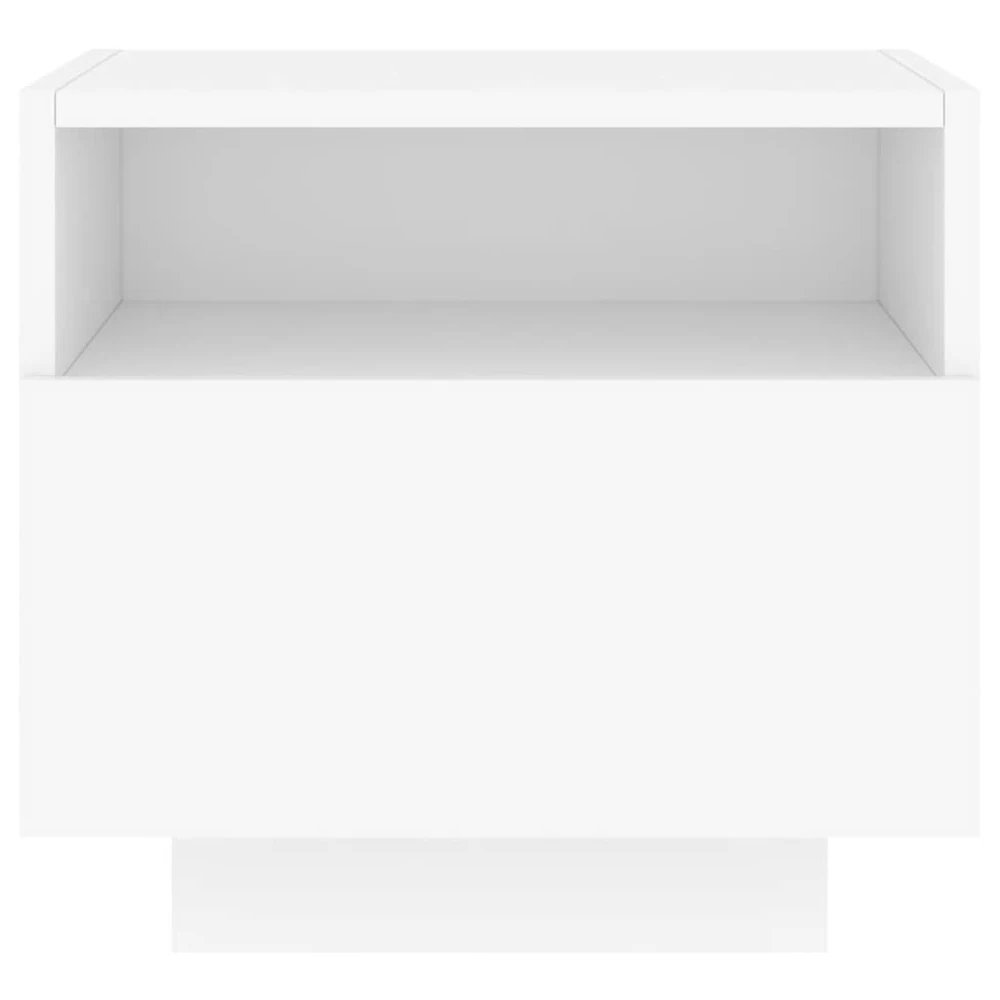 Naktinė spintelė su LED lemputėmis, balta, 40x39x37cm