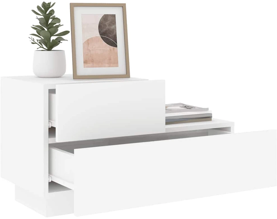 Naktinė spintelė su LED lemputėmis, balta, 70x36x40,5cm