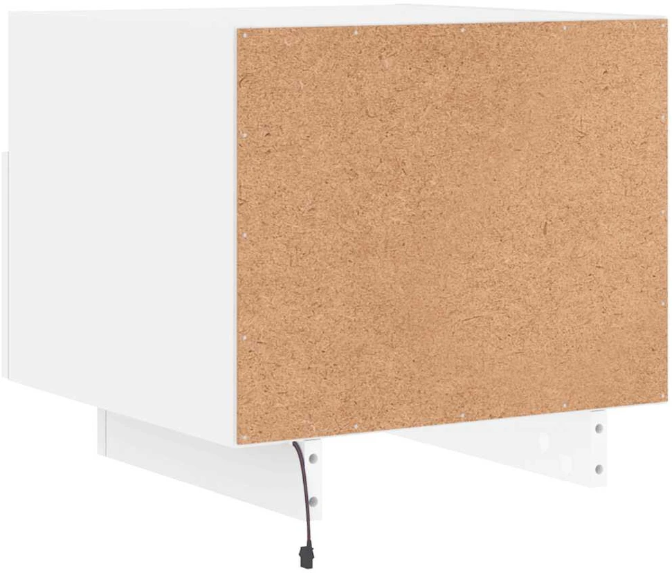 Naktinė spintelė su LED lemputėmis, balta, 40x39x37cm