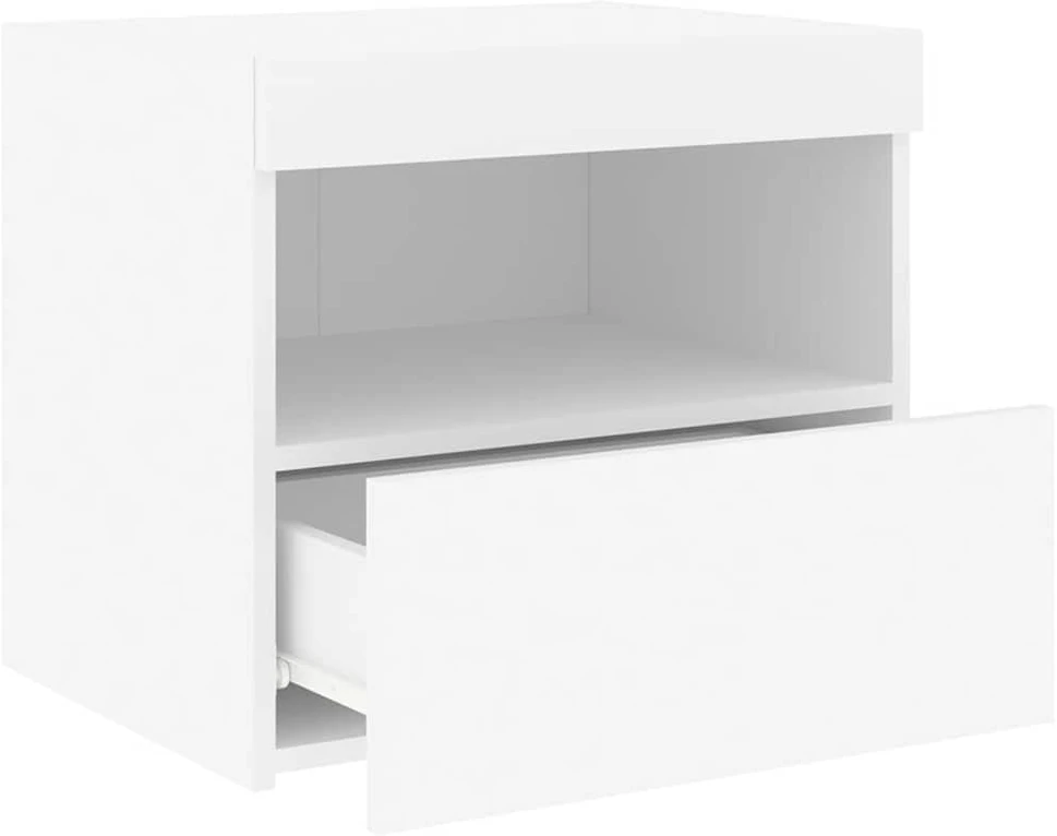 Naktinė spintelė su LED lemputėmis, baltos spalvos, 50x40x45cm