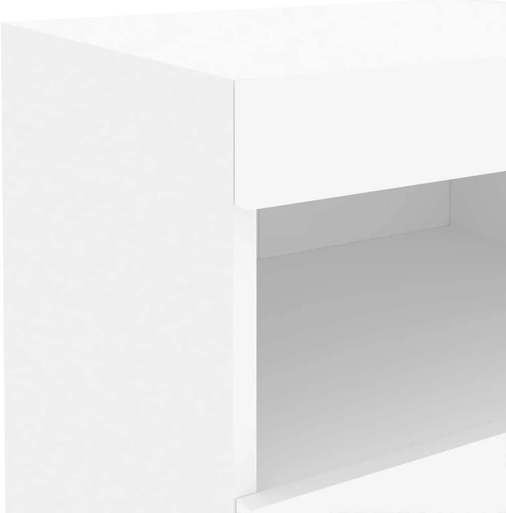 Naktinė spintelė su LED lemputėmis, baltos spalvos, 50x40x45cm