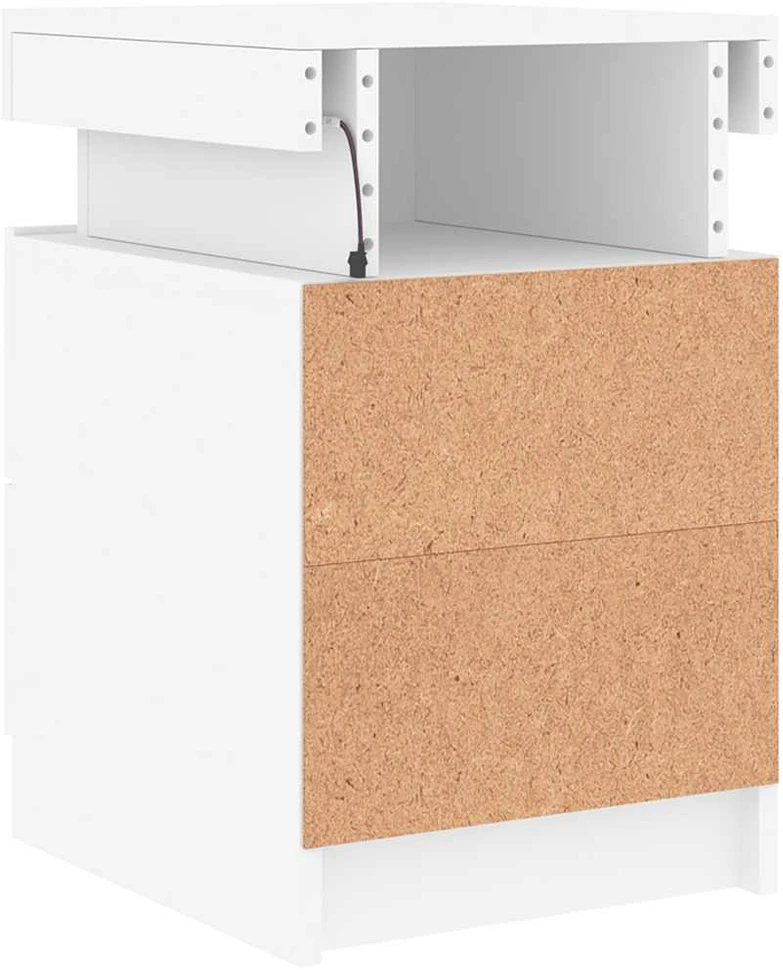 Naktinė spintelė su LED lemputėmis, baltos spalvos, 35x39x55cm