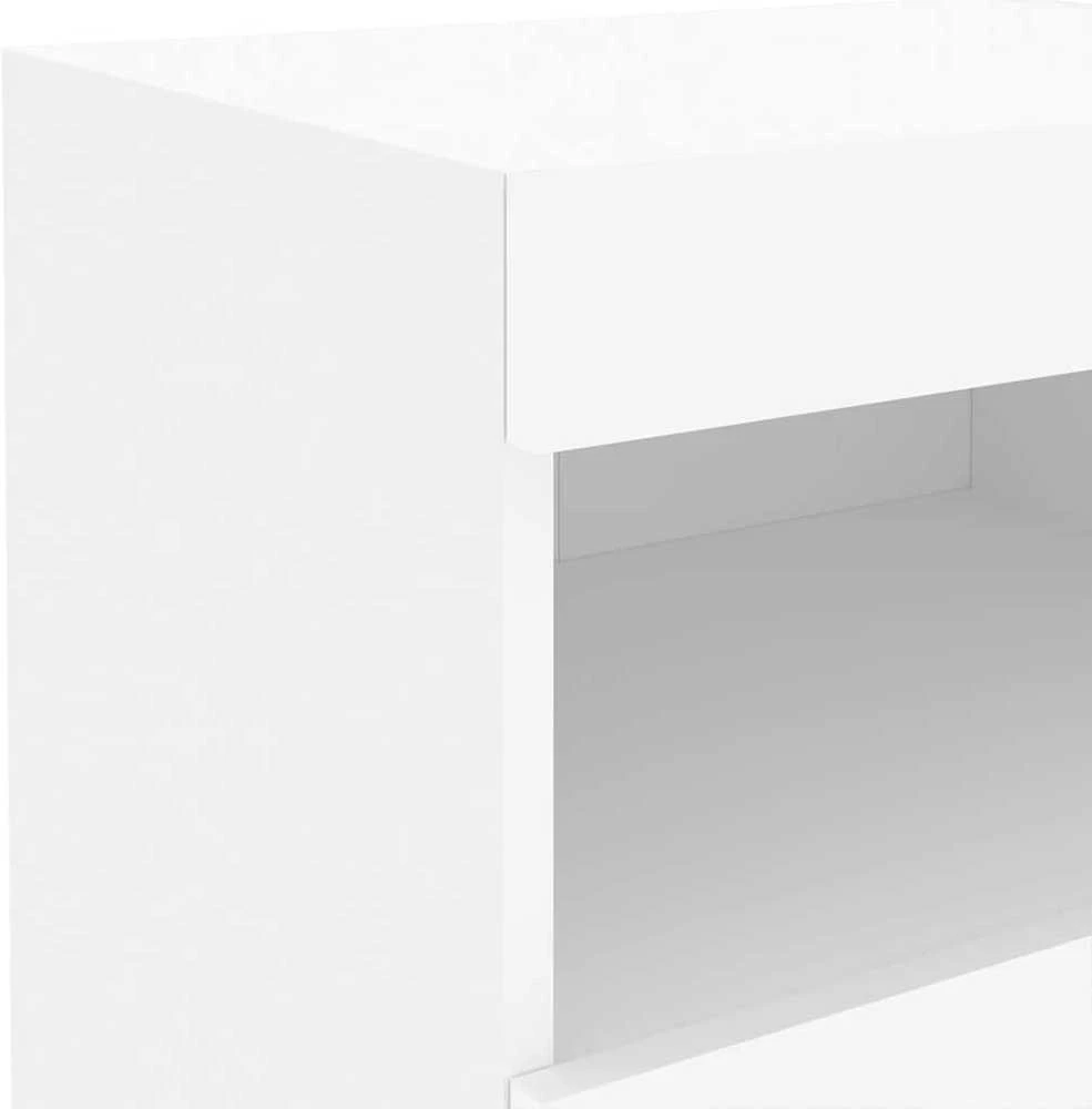 Naktinė spintelė su LED lemputėmis, baltos spalvos, 50x40x45cm