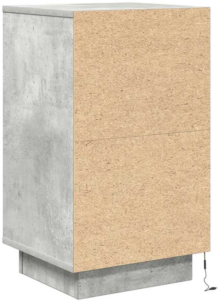 naktinė spintelė su LED lemputėmis Betoninė pilka 38x34x65 cm