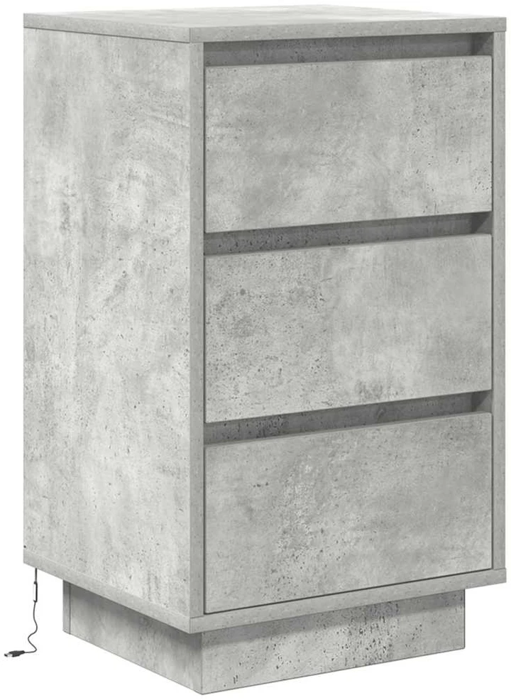 naktinė spintelė su LED lemputėmis Betoninė pilka 38x34x65 cm