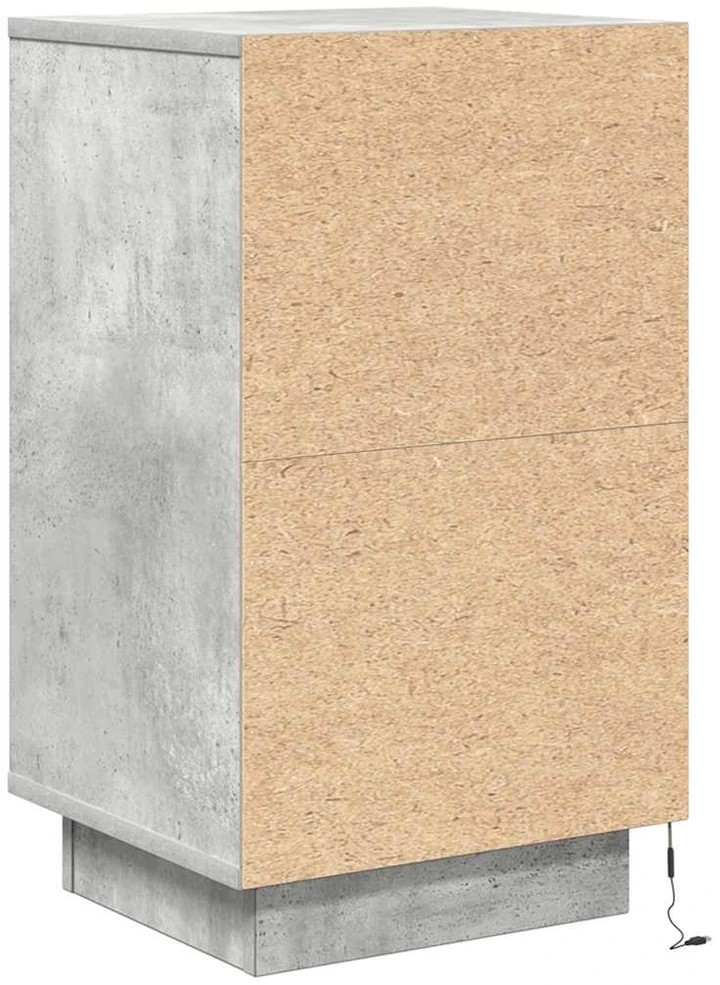 naktinė spintelė su LED lemputėmis Betoninė pilka 38x34x65 cm