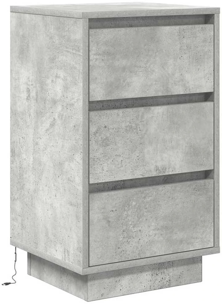 naktinė spintelė su LED lemputėmis Betoninė pilka 38x34x65 cm