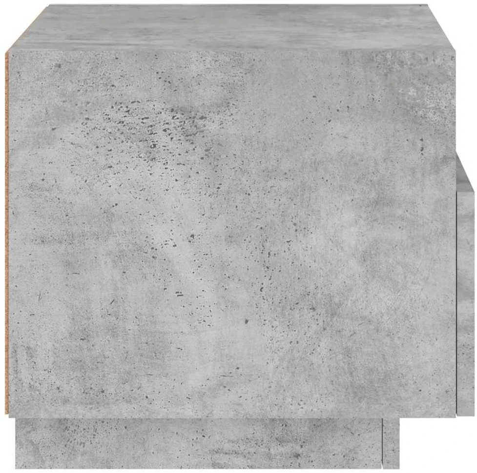 Naktinė spintelė su LED lemputėmis, betono pilka, 40x39x37cm