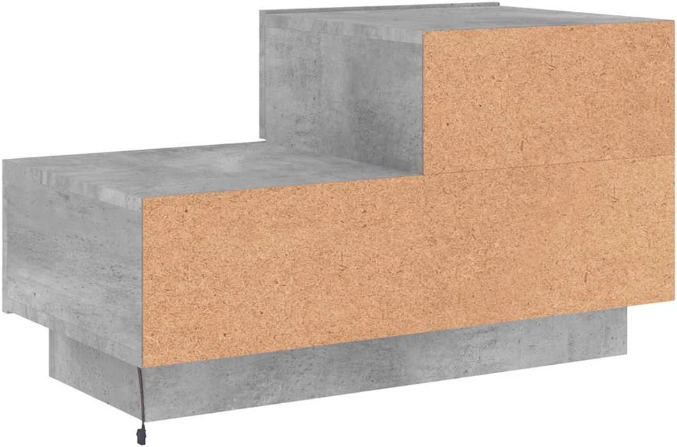 Naktinė spintelė su LED lemputėmis, betono pilka, 70x36x40,5cm