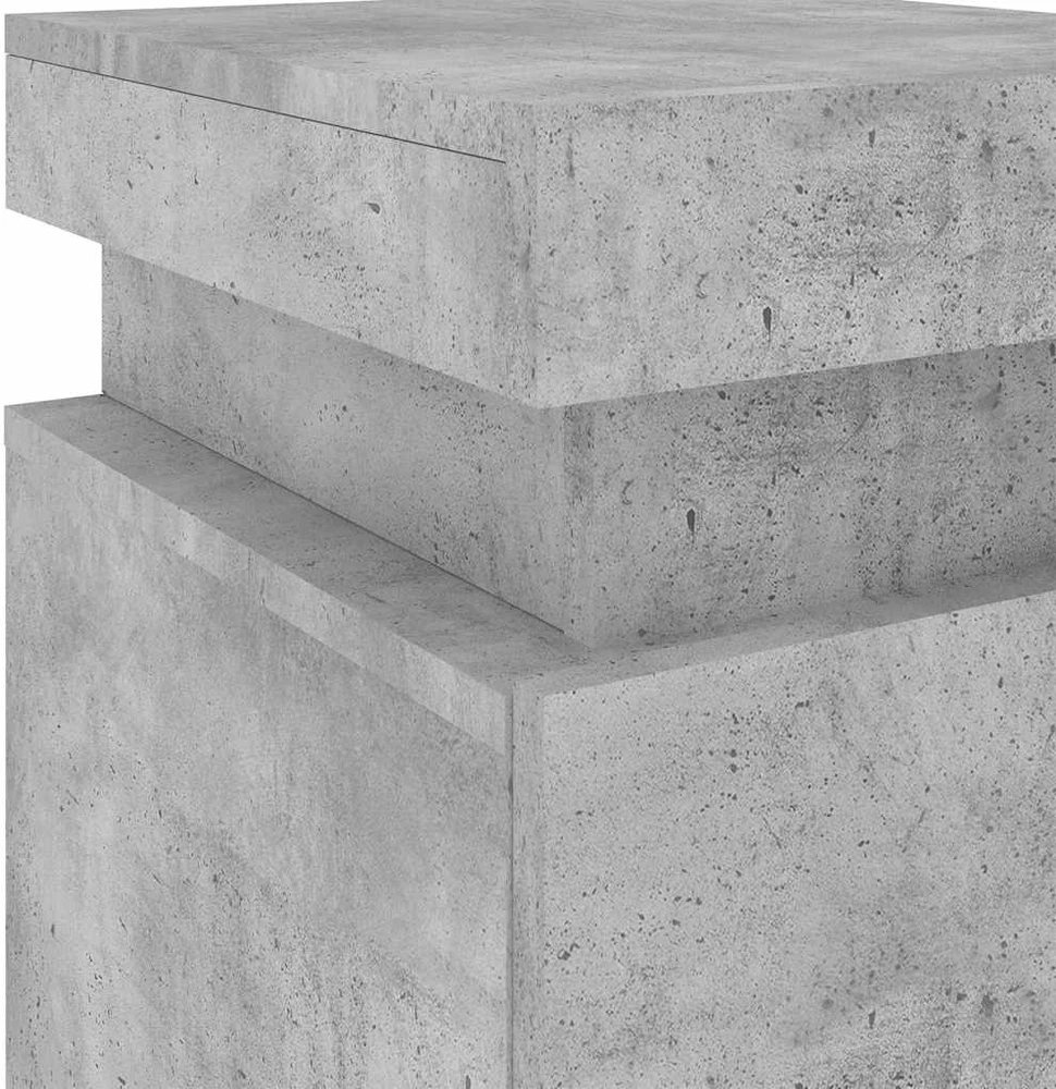 Naktinė spintelė su LED lemputėmis, betono pilka, 35x39x55cm