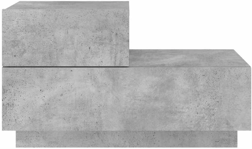 Naktinė spintelė su LED lemputėmis, betono pilka, 70x36x40,5cm
