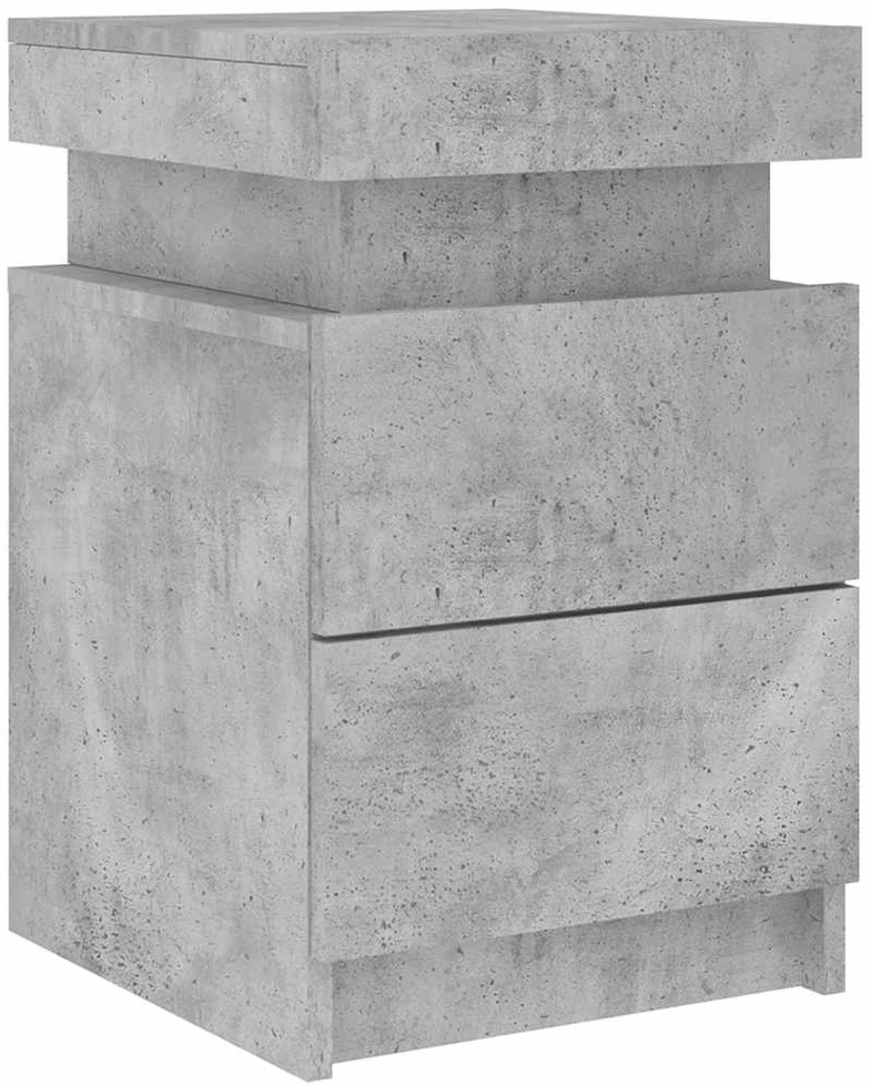 Naktinė spintelė su LED lemputėmis, betono pilka, 35x39x55cm