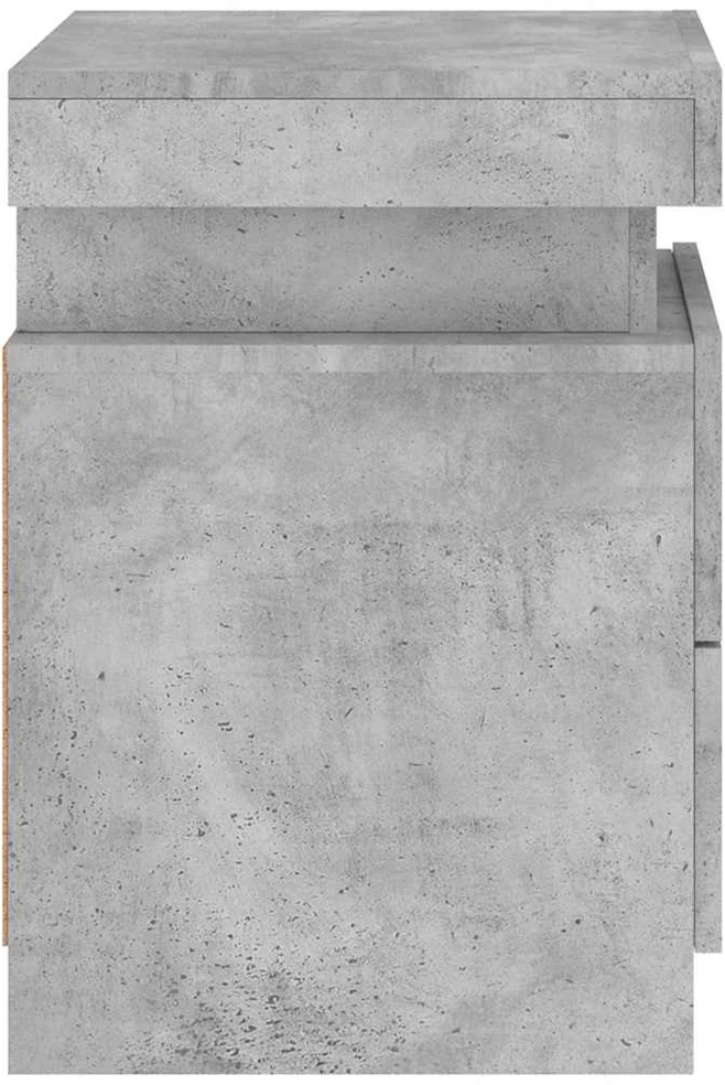 Naktinė spintelė su LED lemputėmis, betono pilka, 35x39x55cm