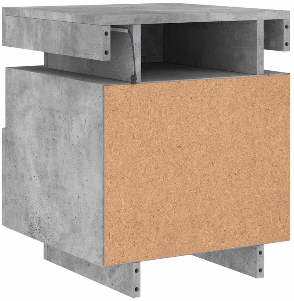 Naktinė spintelė su LED lemputėmis, betono pilka, 40x39x48,5cm