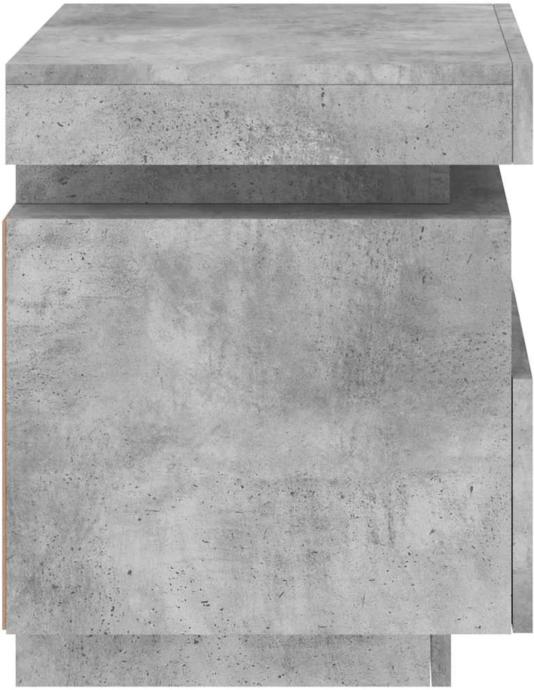 Naktinė spintelė su LED lemputėmis, betono pilka, 40x39x48,5cm