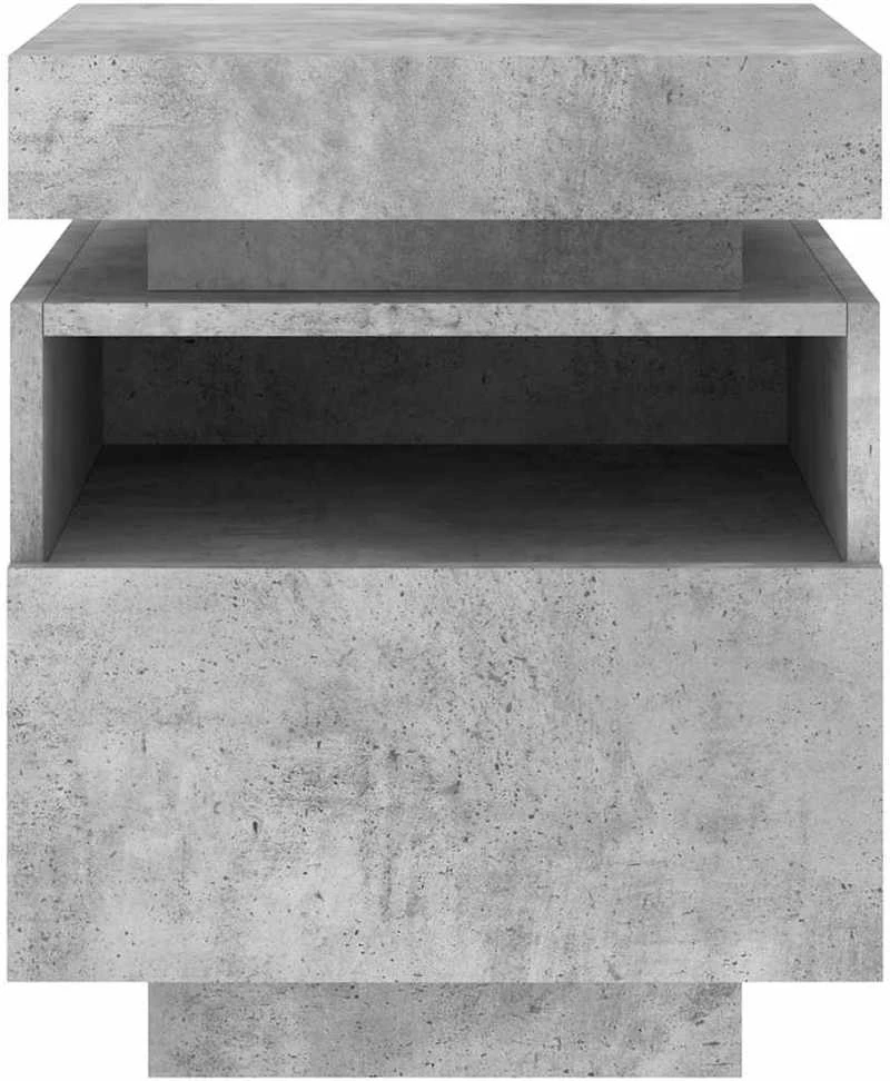 Naktinė spintelė su LED lemputėmis, betono pilka, 40x39x48,5cm